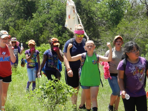 students hiking at Wichita Mountains Wildlife Refuge