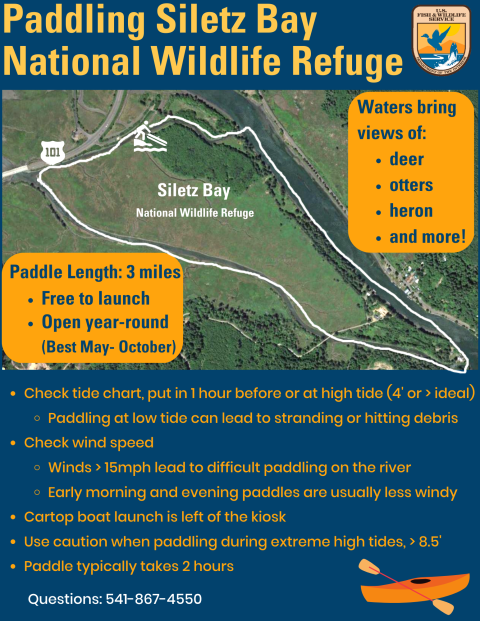 A three mile paddling route at Siletz Bay National Wildlife Refuge