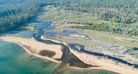 Aerial image of Taylor and Tallac Marsh Systems, specially Taylor Creek area.