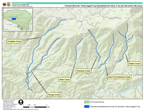 graphic map of San Bernardino Mountains