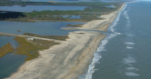Aerial photo of the coastline