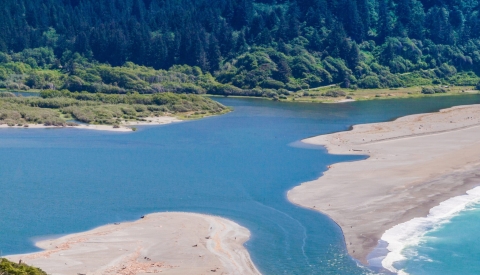 river estuary as it enters ocean
