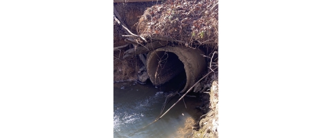 Photo of undersized culvert in St. Clair County, Alabama, which blocked fish passage and impacted the habitat of the trispot darter.