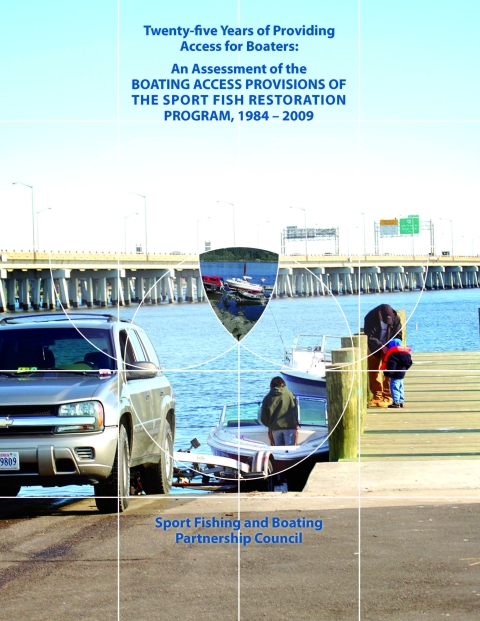 Report cover background shows image of people backing a boat into water from a dock. In the forefront is another image of a boat being loaded into water.