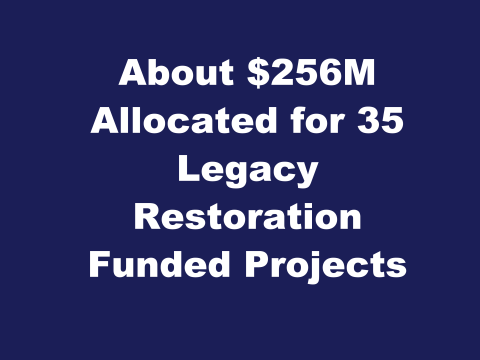About 256 million dollars allocated for 35 legacy restoration funded projects