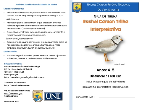 Rachel Carson NWR Teacher Led Trail Hike Guide K-1 with Piping plover facing right 