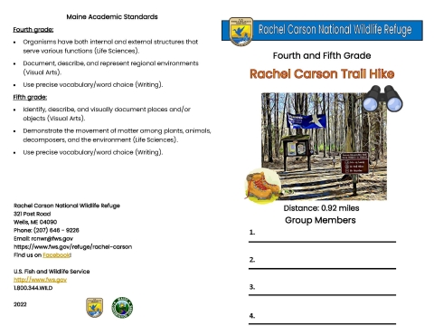 Image of the Rachel Carson Trail Trailhead on the Grade 4-5 Portuguese Teacher Led Trail Guide