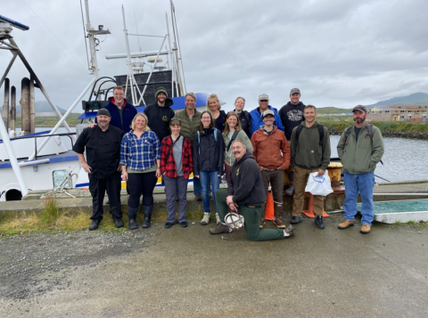 Group photo of 2021 Western Aleutians Sea Otter Survey team on Adak Island, Alaska