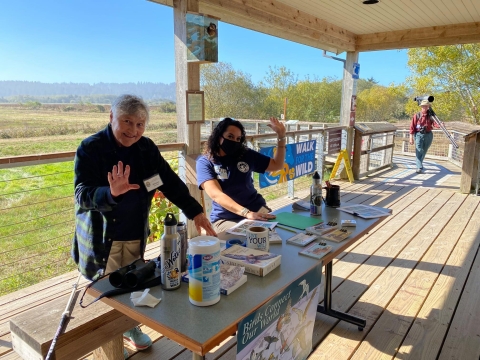 Volunteers at the Richard J. Guadagno Visitor Center celebrating the "Walk for the Wild 2021" in Humboldt Bay NWR