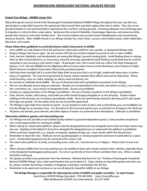 Shawangunk Grasslands Code of Conduct