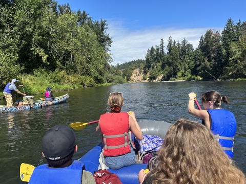 Students from Springwater Environmental School Floating on Oregon's Clackamas River