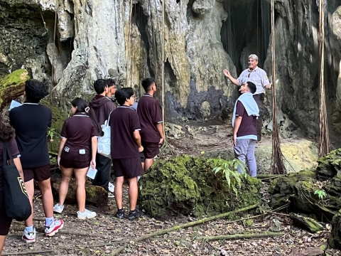 USFWS escort students on a Cave Tour at Guam National Wildlife Refuge