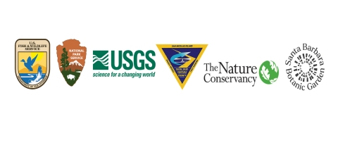 The U.S. Fish and Wildlife Service logo, the National Park Service logo, the U.S. Geological Survey logo, the U.S. Navy logo, the Nature Conservancy logo, and the Santa Barbara Botanic Garden logo
