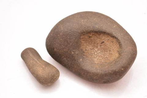 A stone mortar and pestle