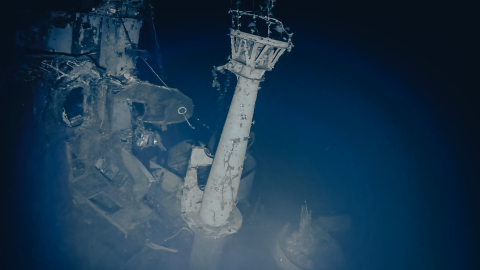 Sunken USS Yorktown shipwreck, sunk at the Battle of Midway in 1942.