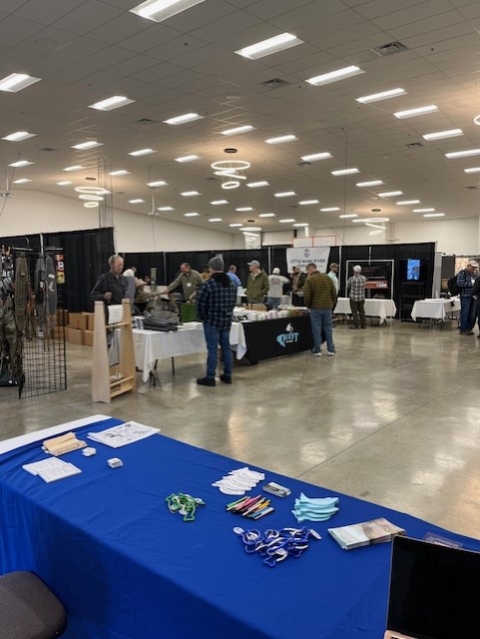 People exploring info booths
