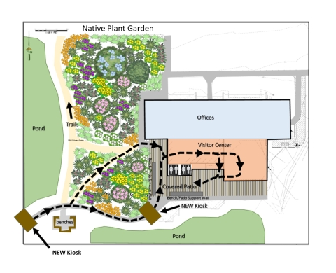Conceptual drawing of native plant garden and trails 