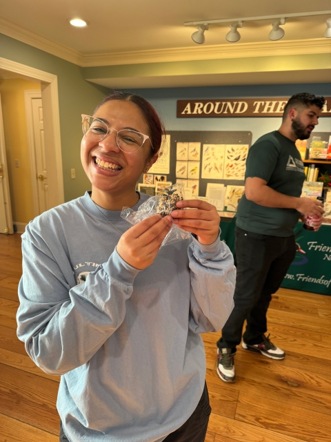 Ashly Gomes of Groundwork Elizabeth visits the Great Swamp National Wildlife Refuge Visitor Center as part of the 2024 Great Backyard Bird Count