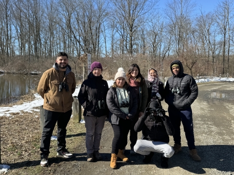 Beren Delgado, Kathy Woodward, Krystal San Lucas, Lucy Crespo, Ashly Gomes, Ahmed Belin, Shakil Sims at the 2024 Great Backyard Bird Count