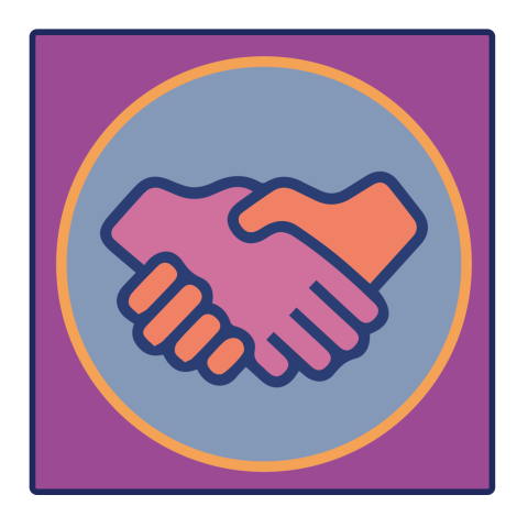 Icon of two different hands clasping each other.