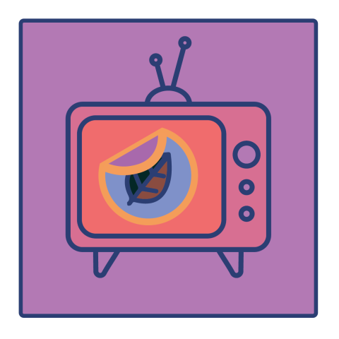 Icon of a television with a leaf on it