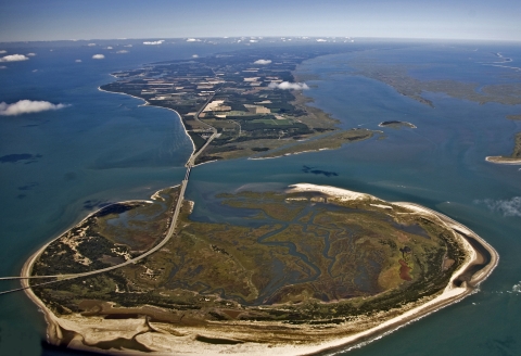 Aerial view of Fisherman Island