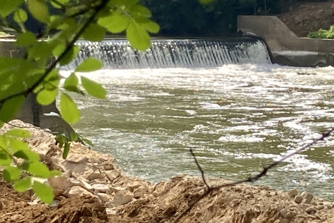 Water flowing through dam No. 5 on the Green River, Kentucky.