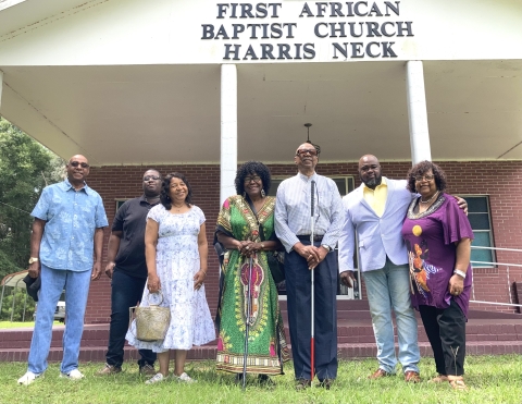 Group shot in front of the church building