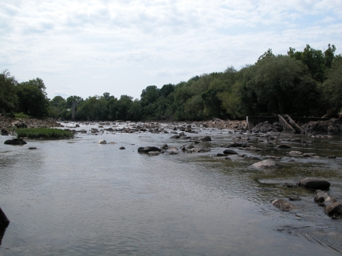 Photo of Appomattox River, on a partially cloudy day.