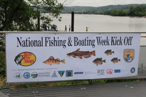 Banner announcing National Fishing and Boating Week Kick Off Event, Washington, D.C.