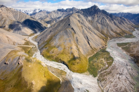 Mountains and rivers from aerial view