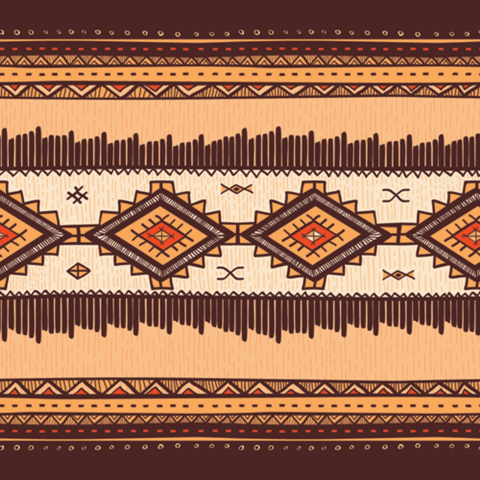 brown and yellow tribal design on a blanket
