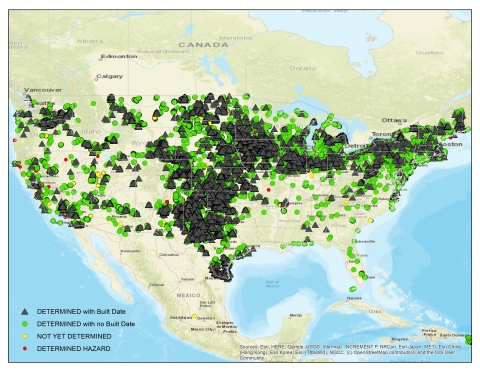 Map of wind turbines in the US