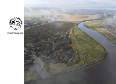 WSFR banner over ariel view of coastal restoration project, Snohomish County, Washington