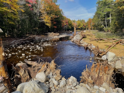 In-stream habitat project in the Narraguagus River, Maine