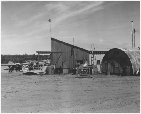 Airplanes and hangar