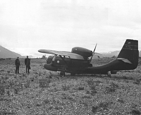 Seabee airplane in field
