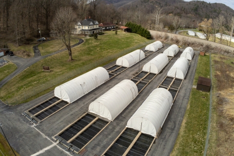 	Aerial shot of Erwin National Fish Hatchery taken by drone. Producer of trout eggs to various federal, state, tribal, research centers and universities to support recreational fishing management efforts around the country