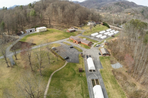 Aerial shot taken by drone of Erwin National Fish Hatchery