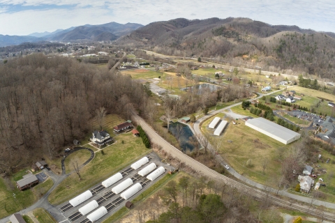 Aerial shot of Erwin National Fish Hatchery taken by drone.