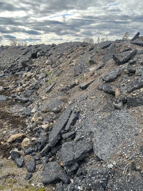 A pile of crushed asphalt