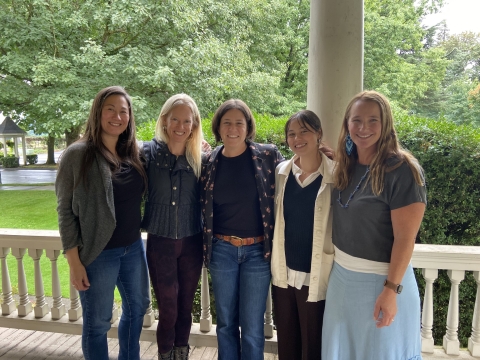 From left to right: Pacific Birds staff members: Laura Farwell, Helen Raine, Monica Iglecia, Natalie Myers, Sara Evans-Peters. 