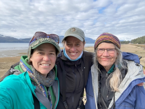 From left to right: Monica Iglecia, River Gates, Lynn Fuller in Cordova, Alaska.