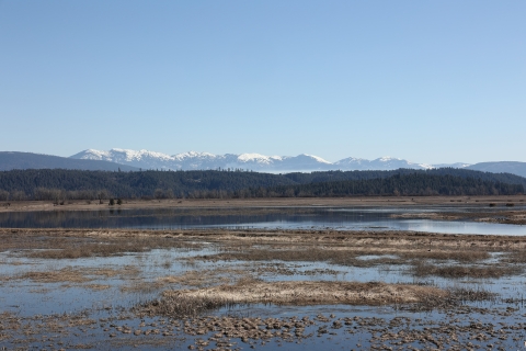Scenic view of the Selkirk mountains as seen from Kootenai NWR