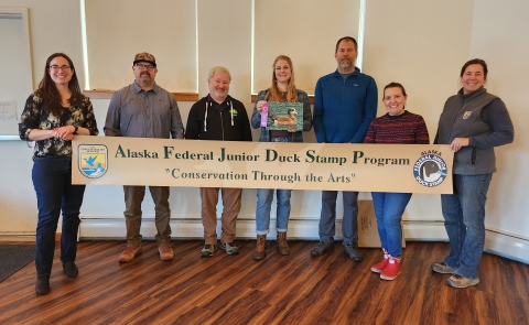 Alaska 2024 Jr. Duck Stamp Contest judges, support staff, and best of show