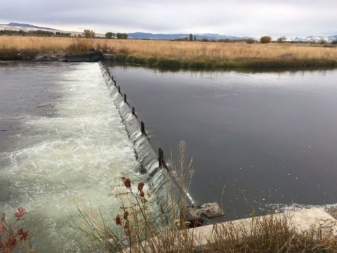 a water flowing through a dam