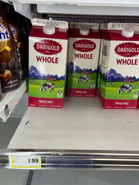 cartons of milk at the grocery store in remote Alaska