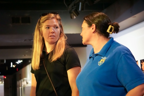 Fish and Wildlife Biologists Leah Bleke and Amy Trahan, of the Louisiana Ecological Services Field Office, talk before the Endangered Species Day 2024 event at the Lafayette Science Museum May 18, 2024. 
