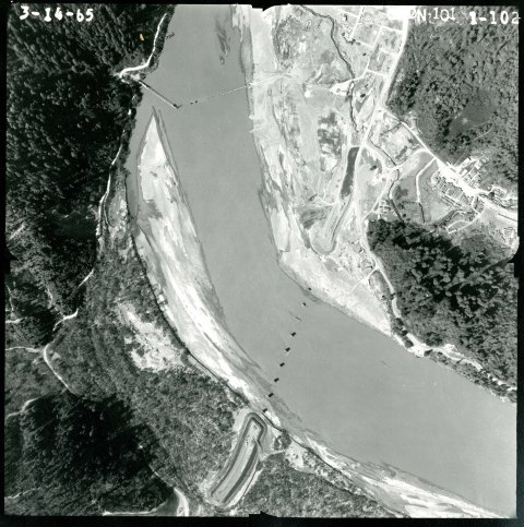 aerial view of river and flooded areas