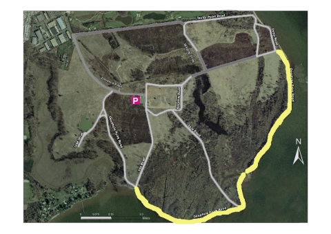 Map highlighting Deephole Point Rd trail closure.